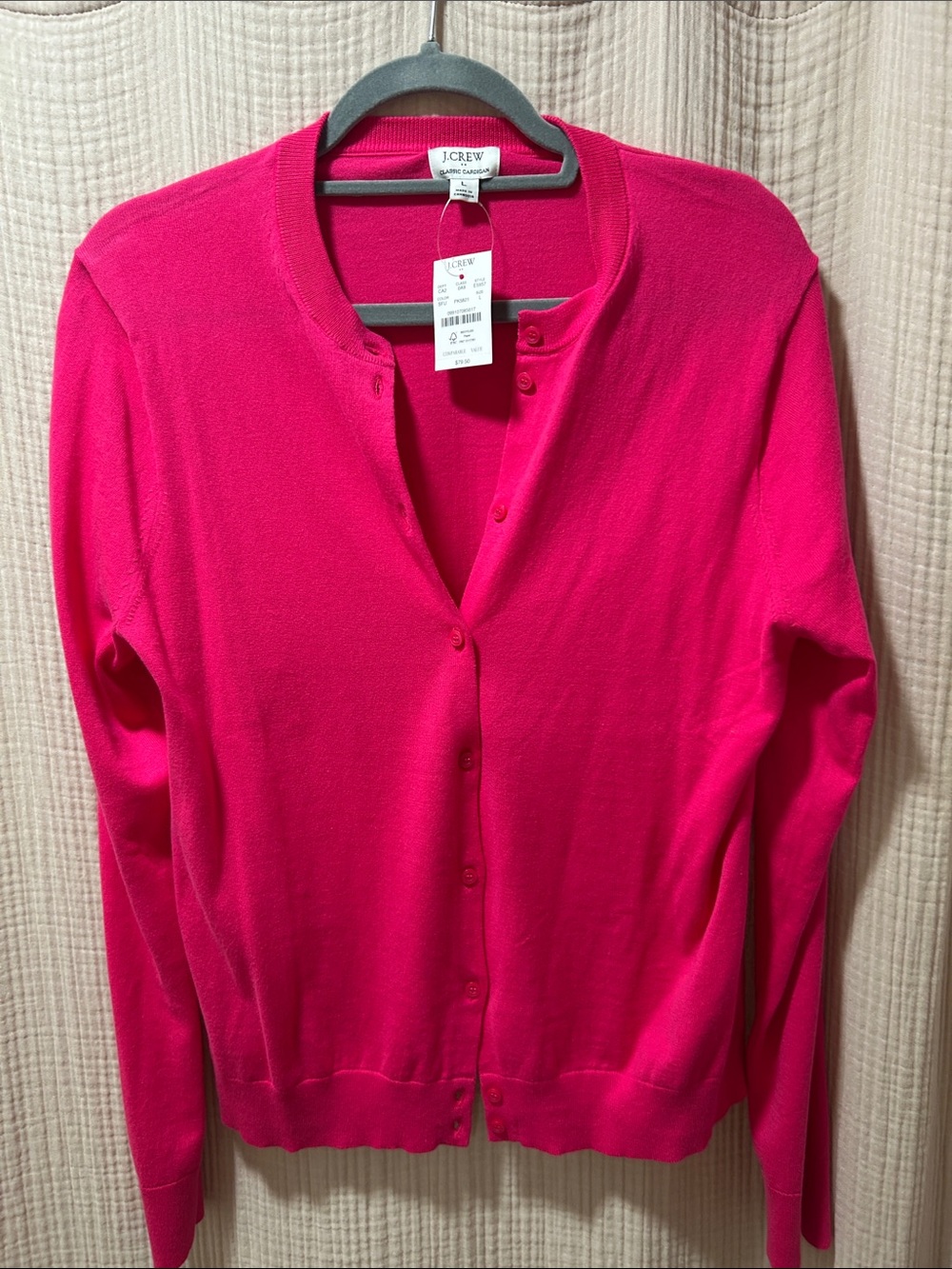 J. Crew Women's Hot Pink Button-Front Cardigan